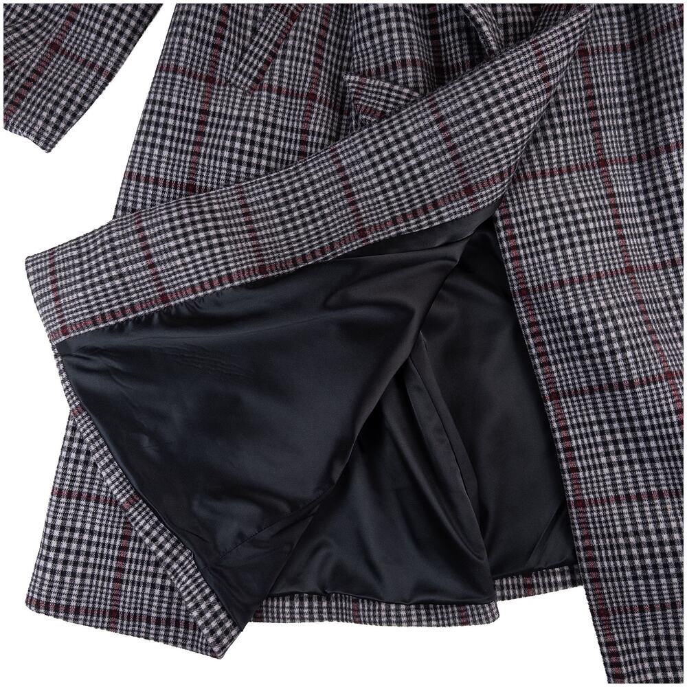 Torrid Plaid Softest Coat Tie Front Women Sz 1 1X 14/16 Gray Red Preppy Classic - Picture 10 of 14